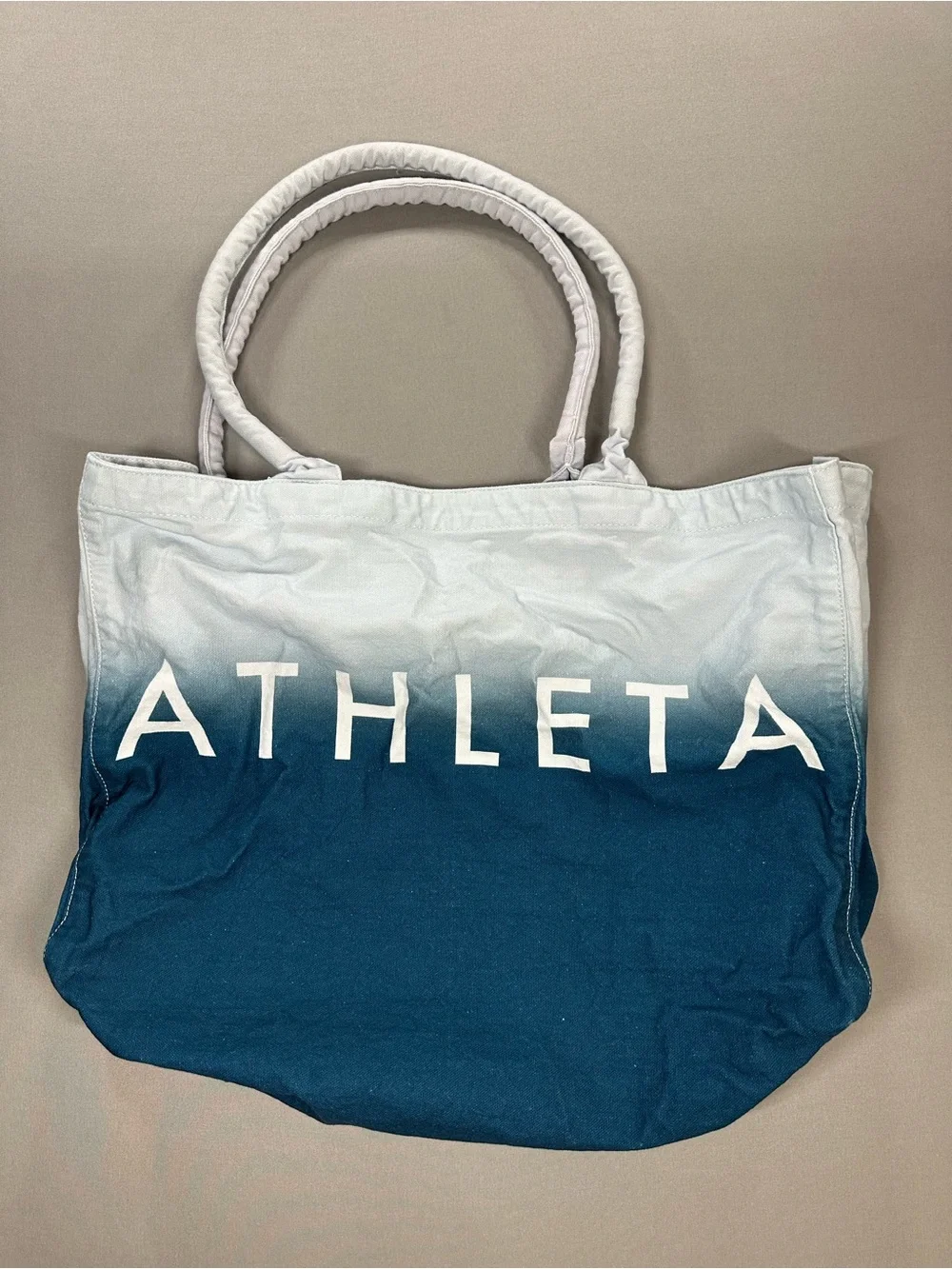 Athleta 100% Cotton Canvas Ombre Tote Bag, Fully Lined